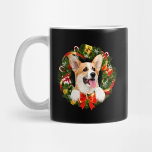 Funny Corgi Christmas Wreath Ornament Mug